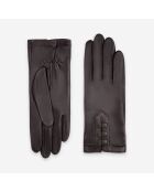 Gants cuir agneau-100% soie-21592SN-choco