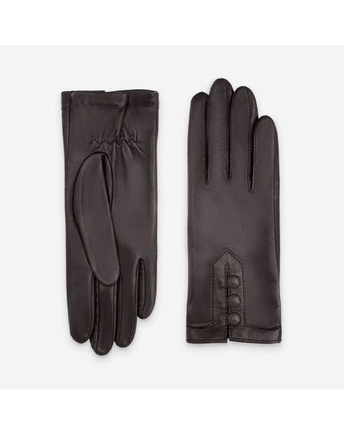 Gants cuir agneau-100% soie-21592SN-choco