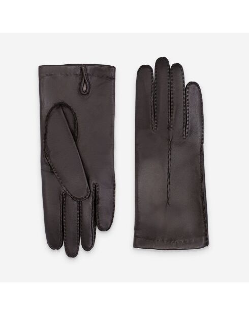 Gants cuir agneau-100% soie-21590SN-choco