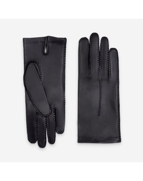 Gants cuir agneau-100% soie-21590SN-noir