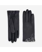 Gants cuir agneau-100% soie-Tactile-21491SN-noir