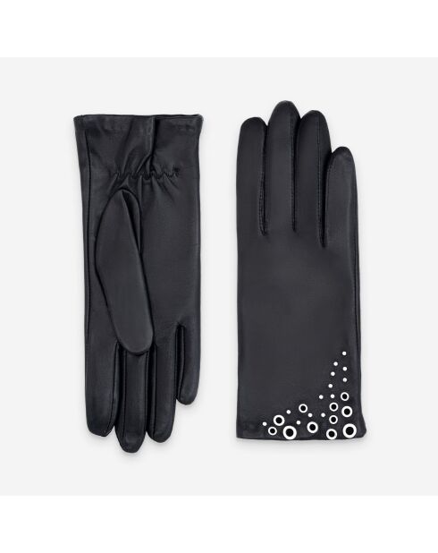Gants cuir agneau-100% soie-Tactile-21491SN-noir