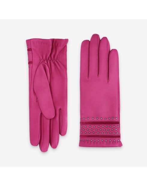 Gants cuir agneau-100% laine-21593TR-fuchsia
