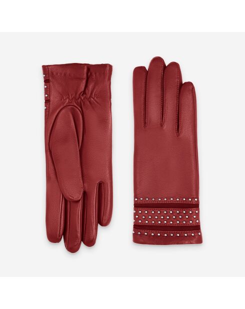 Gants cuir agneau-100% laine-21593TR-rouge
