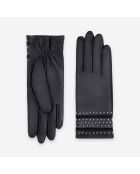 Gants cuir agneau-100% laine-21593TR-noir