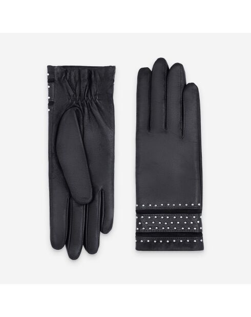Gants cuir agneau-100% laine-21593TR-noir