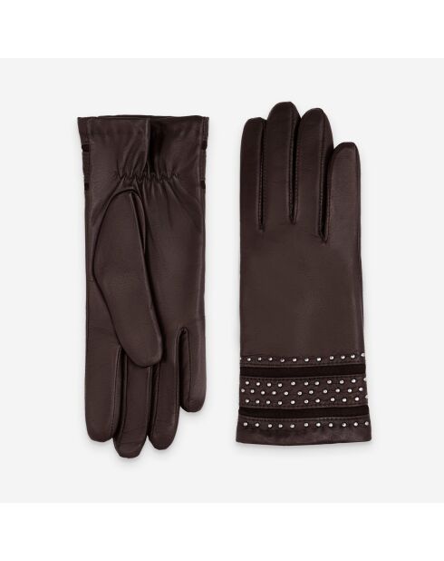 Gants cuir agneau-100% laine-21593TR-black-coffee