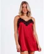 Chemise de nuit en dentelle rouge rubis