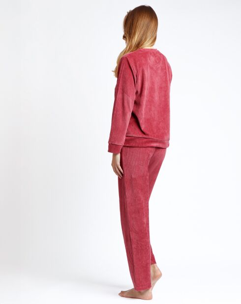Pyjama en velours côtelé framboise