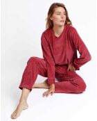 Pyjama en velours côtelé framboise