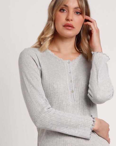 Chemise de nuit Soft Côtelée C gris chiné