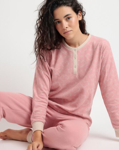 Pyjama patte de boutonnage Love to Love B rose