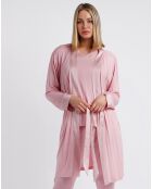 Peignoir maille satinée à bandes pétale