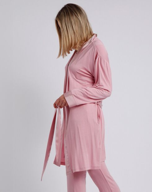 Peignoir maille satinée à bandes pétale