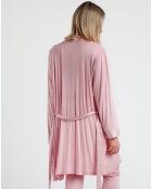 Peignoir maille satinée à bandes pétale