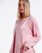 Peignoir maille satinée à bandes pétale