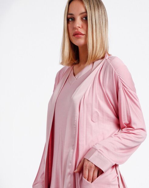 Peignoir maille satinée à bandes pétale