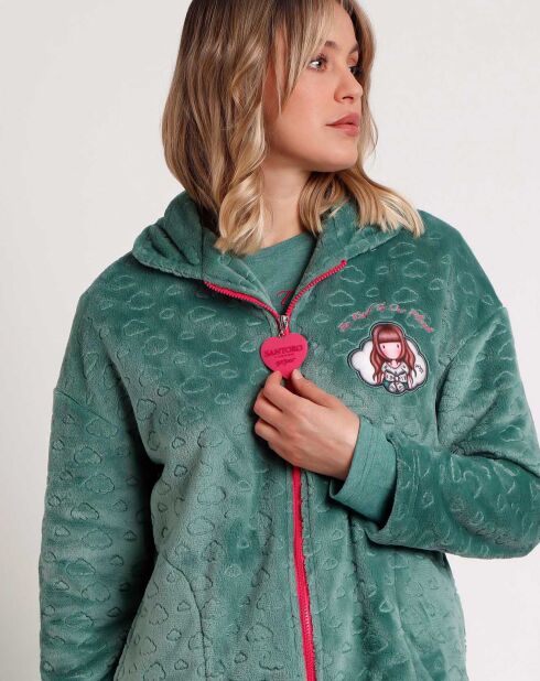 Peignoir Be Kind to the Planet C vert feuille