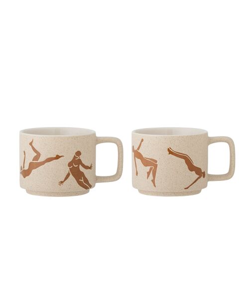 2 Mugs Harlow marron - D.8.5xH.7 cm,