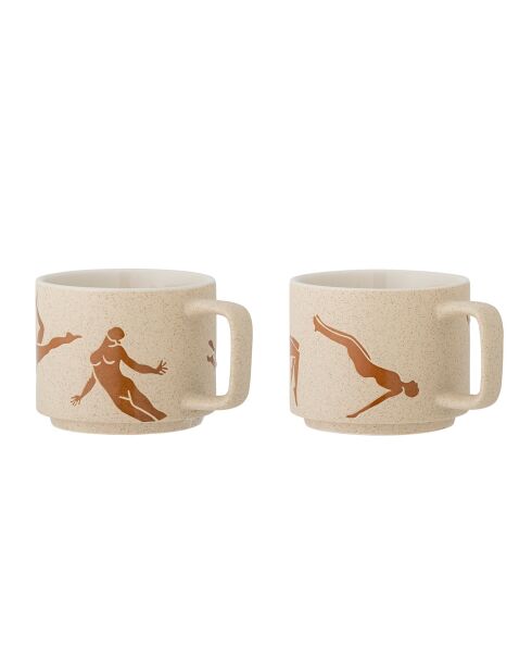 2 Mugs Harlow marron - D.8.5xH.7 cm,