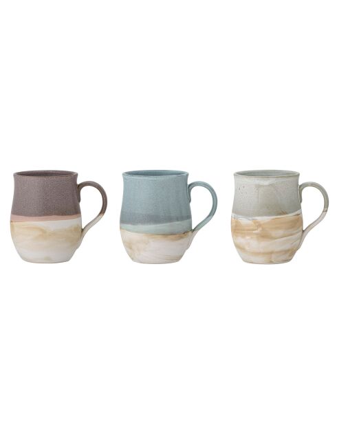 3 Mugs Ash bleus - D.8xH.11 cm,
