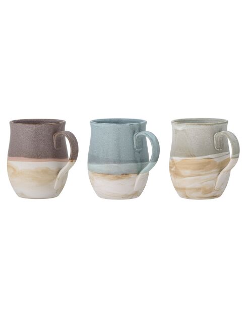 3 Mugs Ash bleus - D.8xH.11 cm,