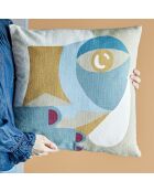 Coussin Ditte bleu - L.45xW.45 cm