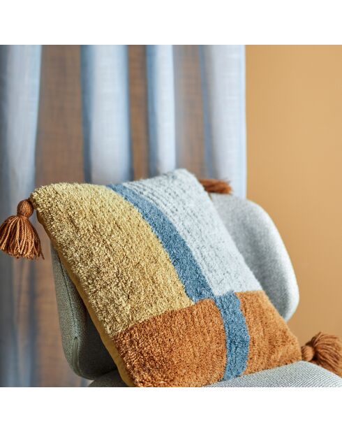 Centro blaues Kissen aus Wolle und Baumwolle, L.45xW.45 cm