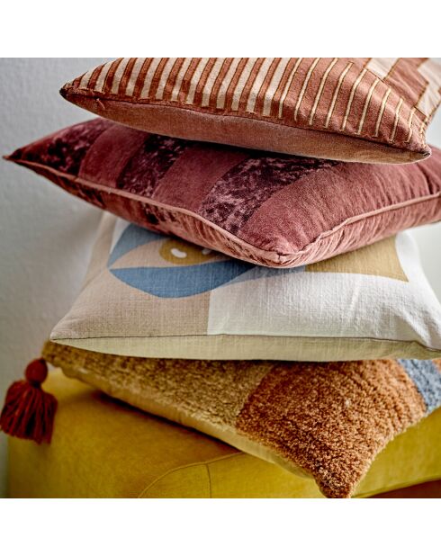 Centro blaues Kissen aus Wolle und Baumwolle, L.45xW.45 cm