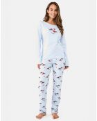Pyjama long Alexandra bleu ciel