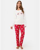 Pyjama long Alicia blanc/rouge