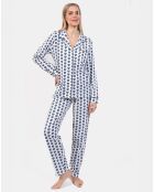 Pyjama long Sylvia bleu/blanc