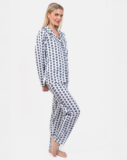 Pyjama long Sylvia bleu/blanc
