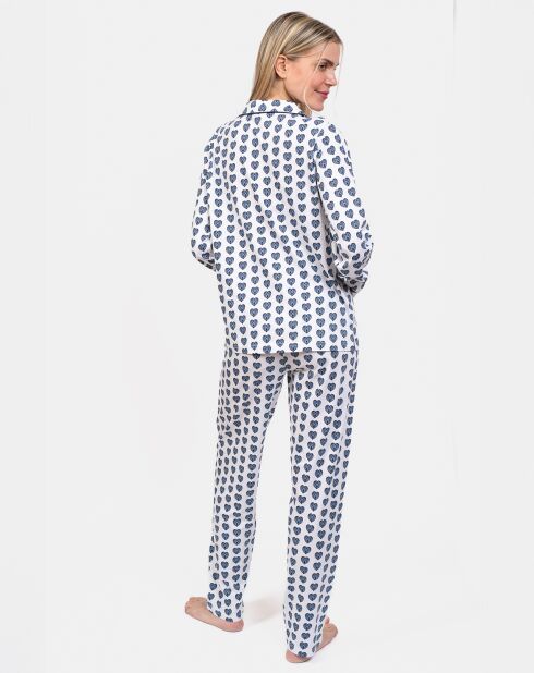 Pyjama long Sylvia bleu/blanc