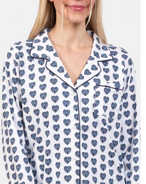 Pyjama long Sylvia bleu/blanc