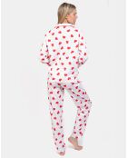 Pyjama long Olivia blanc/rouge