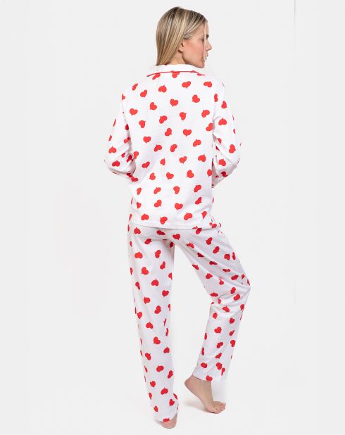 Pyjama long Olivia blanc/rouge