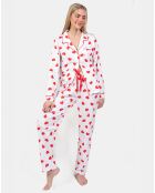Pyjama long Olivia blanc/rouge