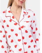 Pyjama long Olivia blanc/rouge