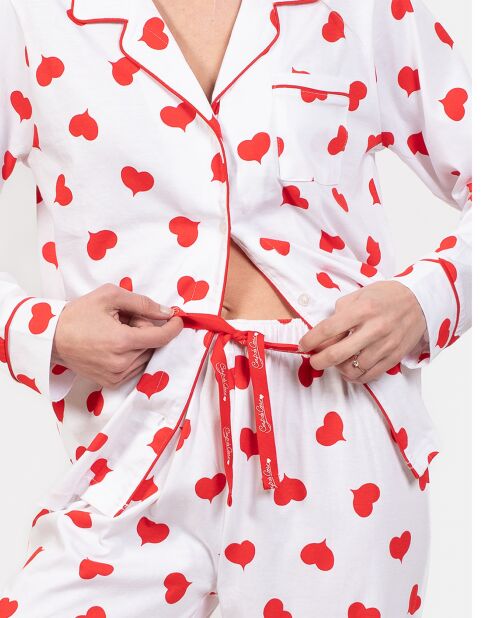 Pyjama long Olivia blanc/rouge
