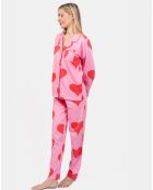 Pyjama long Elodie rose/rouge