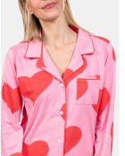 Pyjama long Elodie rose/rouge