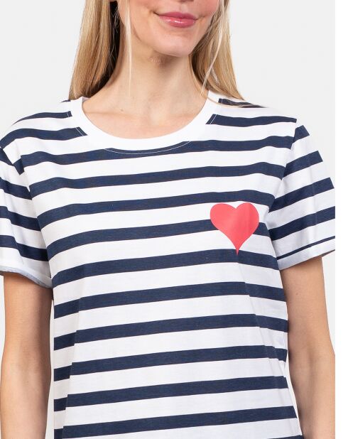 Haut de pyjama Fleur bleu marine