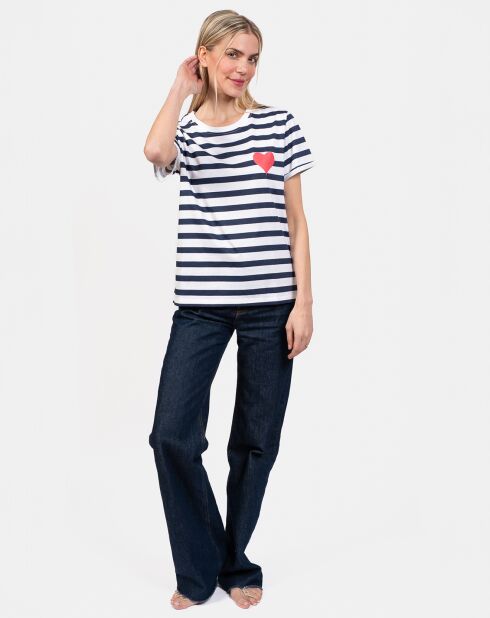 Haut de pyjama Fleur bleu marine