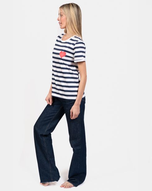 Haut de pyjama Fleur bleu marine