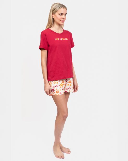 Pyjama court Clémence rouge/jaune