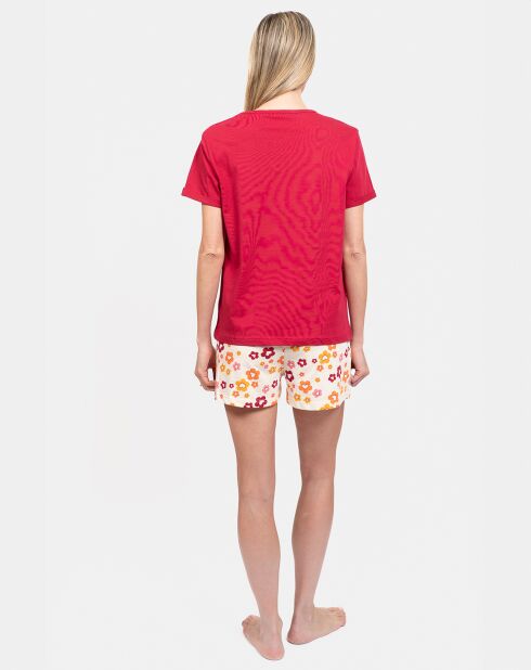 Pyjama court Clémence rouge/jaune