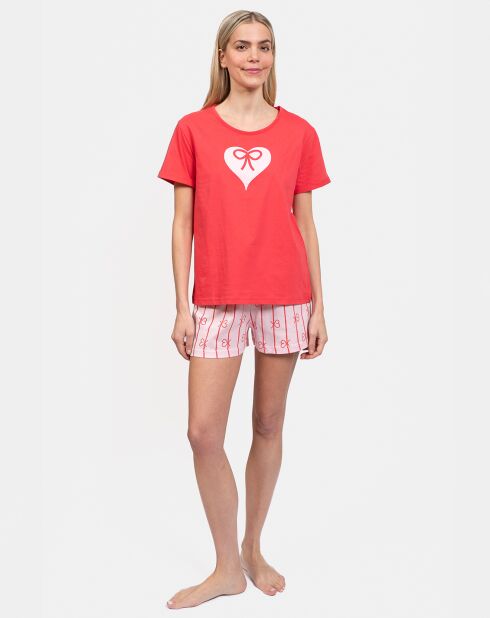 Pyjama court Chantelle rouge/rose