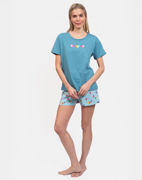 Pyjama court Chantal bleu