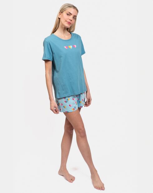 Pyjama court Chantal bleu